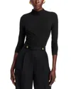 AQUA RIBBED LONG SLEEVE MOCK-NECK TOP -EXCLUSIVE