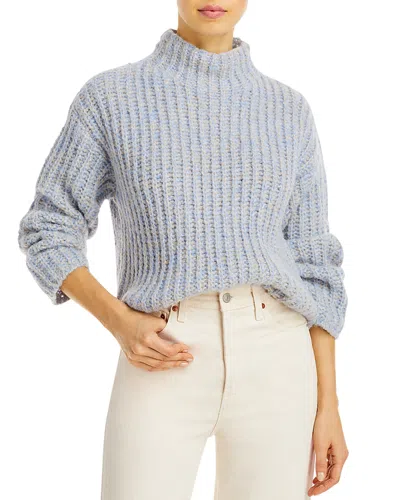 Aqua Ribbed Mock Turtleneck Sweater - Exclusive In Blue Twist