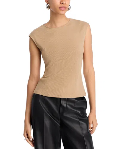 Aqua Ribbed Top - Exclusive In Brown