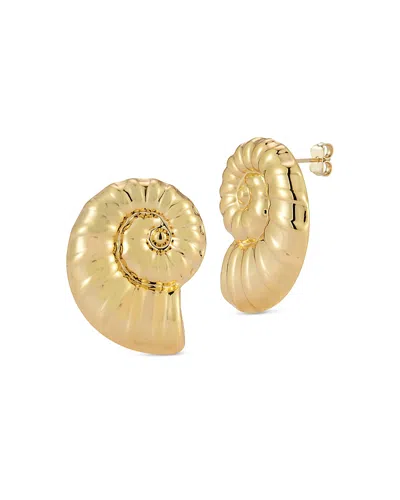 Aqua Ridged Shell Statement Earrings - Exclusive In Gold
