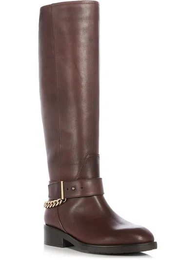 Aqua Riley Womens Leather Round Toe Knee-high Boots In Brown