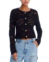 Aqua Rohini Crocheted Cardigan In Black
