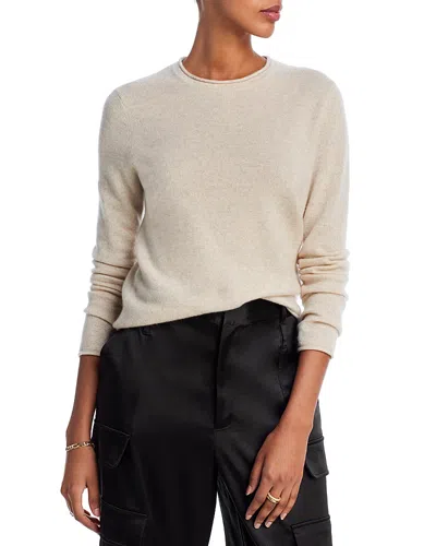Aqua Rolled Edge Cashmere Sweater - Exclusive In Oatmeal