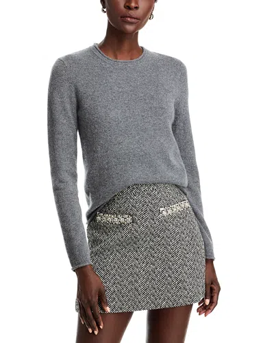Aqua Rolled Edge Cashmere Sweater - Exclusive In Gray
