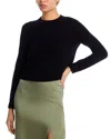 Aqua Rolled Edge Cashmere Sweater - Exclusive In Black