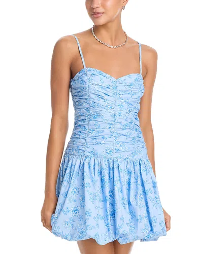 Aqua Rose Bud Gathered Dress - Exclusive In Multi
