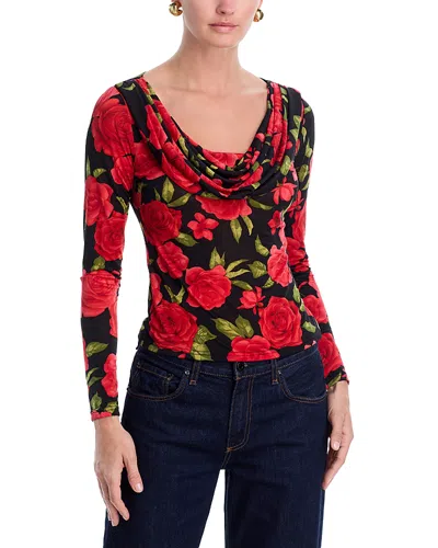 Aqua Rose Jersey Scoop Neck Top - Exclusive In Multi