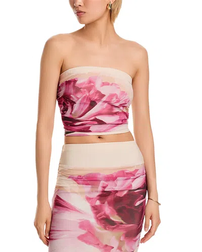 Aqua Rose Mesh Tube Top - Exclusive In Pink