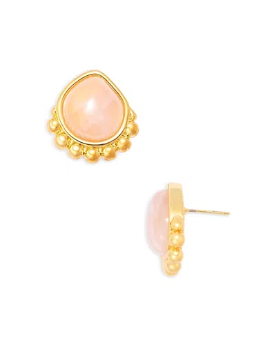 Aqua Rose Quartz Stud Earrings, 0.9l - Exclusive In Gold