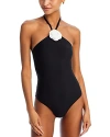 AQUA ROSETTE ONE PIECE HALTER SWIMSUIT