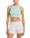Aqua Rosie Cropped Racerback Tank - Exclusive In Green