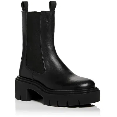 Aqua Rowen Womens Laceless Leather Motorcycle Boots In Black