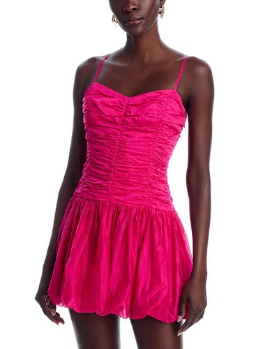 Aqua Ruched Bubble Dress - Exclusive In Hot Pink