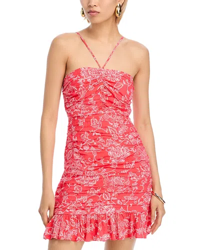 Aqua Ruched Halter Dress - Exclusive In Red