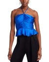 Aqua Ruched Ruffled Halter Top - 100% Exclusive In Cobalt