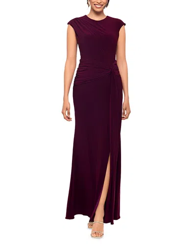 Aqua Ruched Twist Gown - Exclusive In Bordeaux