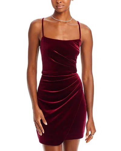 Aqua Ruched Velvet Mini Dress - Exclusive In Burgundy