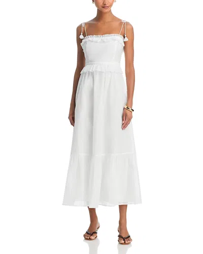 Aqua Ruffle Lace Midi Dress - Exclusive In White