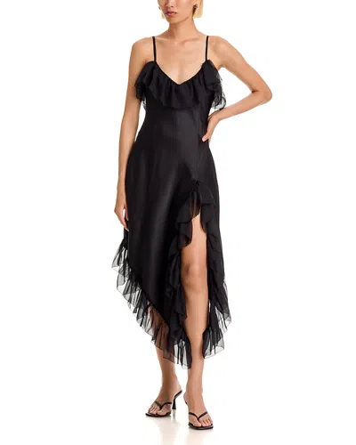 Aqua Ruffle Maxi Dress - Exclusive In Black