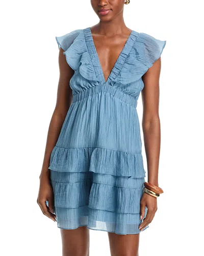 Aqua Ruffle Mini Dress - Exclusive In Blue