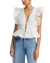 Aqua Ruffle Poplin Top - Exclusive In White