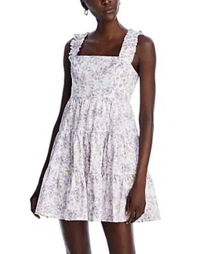 Aqua Ruffle Strap Tiered Mini Dress In Lavender