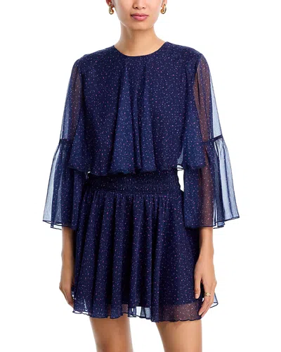 Aqua Ruffle Trim Smock Waist Dress - Exclusive In Blue