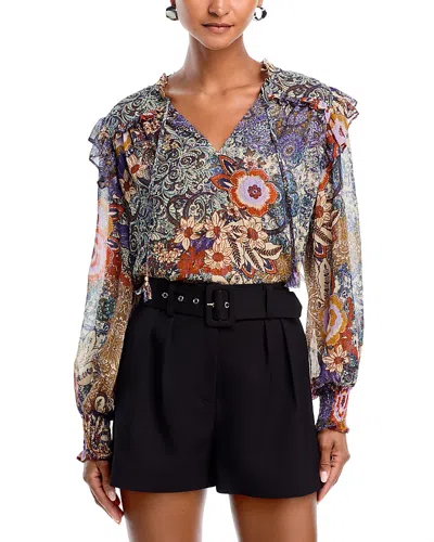 Aqua Ruffled Boho Top - Exclusive In Multi