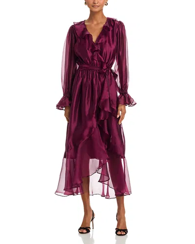 Aqua Ruffled Chiffon Dress - Exclusive In Burgundy
