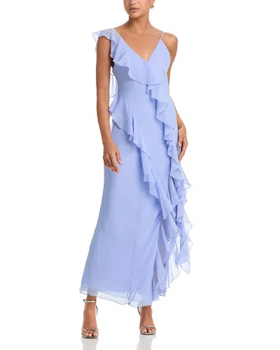 Aqua Ruffled Maxi Dress In Blue