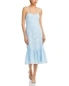 AQUA RUFFLED MIDI DRESS - EXCLUSIVE