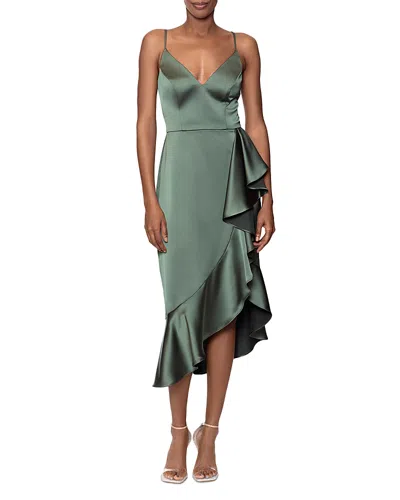 Aqua Ruffled Midi Dress - Exclusive In Olive