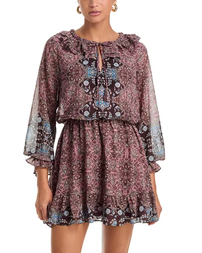 Aqua Ruffled Mini Dress In Multi