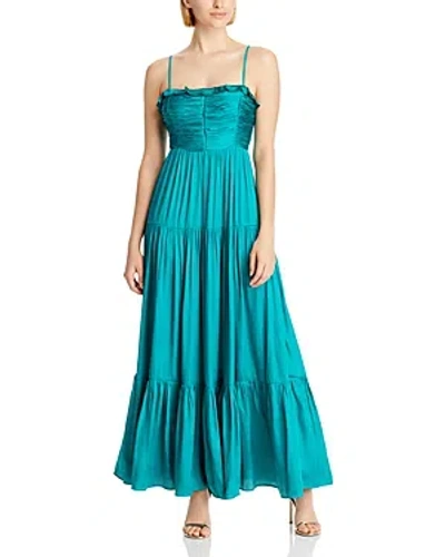 Aqua Ruffled Satin Maxi Dress - 100% Exclusive In Peacock