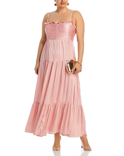 Aqua Ruffled Satin Maxi Dress - Exclusive In Pink