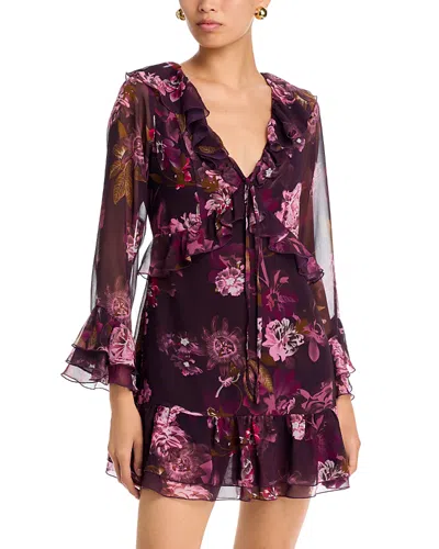 Aqua Ruffled V Neck Mini Dress - Exclusive In Multi