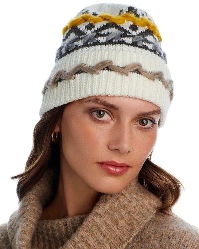 Aqua Rustic Knit Hat - 100% Exclusive In White/yellow