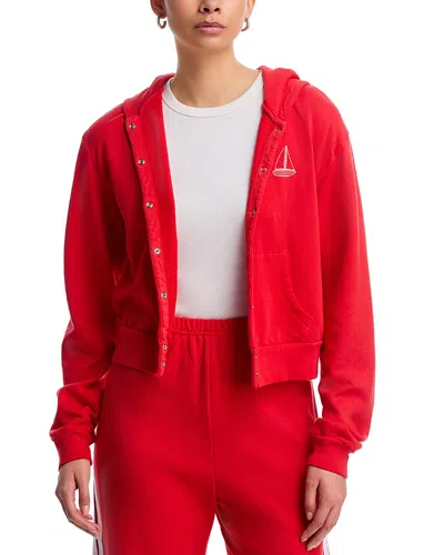 Aqua Sadie Sailboat Snap Front Hoodie - Exclusive In Red