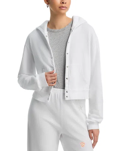 Aqua Sadie Snap Front Hoodie - Exclusive In White