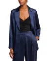 Aqua Satin Blazer - Exclusive In Navy