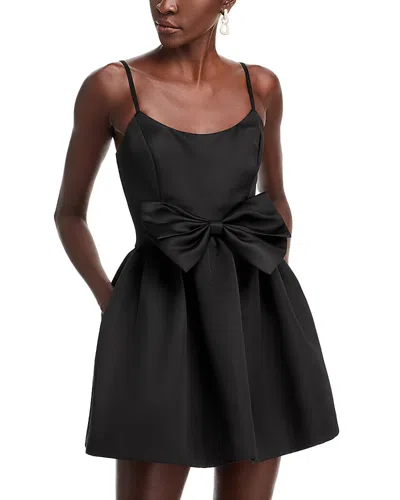 Aqua Satin Bow Mini Dress - Exclusive In Black