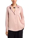 Aqua Satin Button Front Blouse - Exclusive In Pink