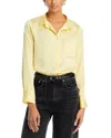 Aqua Satin Button Front Blouse - Exclusive In Pale Yellow