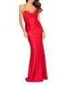 Aqua Womens Satin Corset Evening Dress In Red