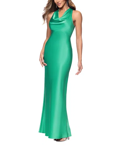 Aqua Satin Cowlneck Dress - Exclusive In Green