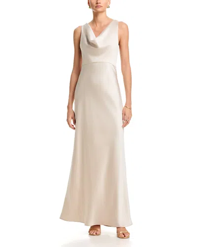 Aqua Satin Cowlneck Dress - Exclusive In White
