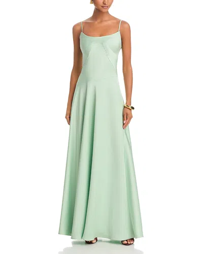 Aqua Satin Lace Up Back Gown - Exclusive In Multi