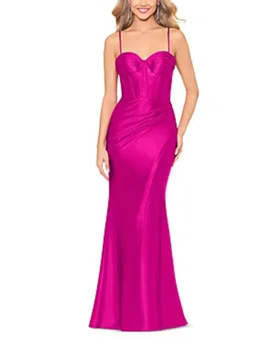 Aqua Satin Mermaid Bustier Gown - 100% Exclusive In Fushia