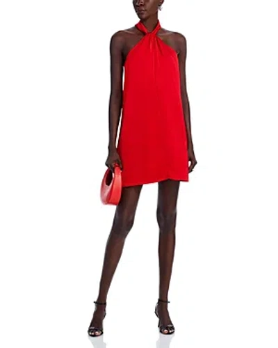 Aqua Satin Twist Neck Mini Dress - 100% Exclusive In Red
