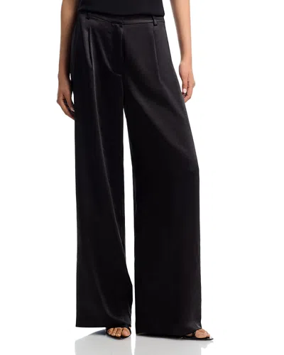 Aqua Satin Wide Leg Pants - Exclusive In Black